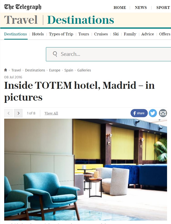 Captura de la web The Telegraph con el artículo de Tótem Madrid